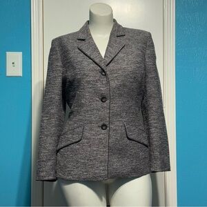 Le Suit Tweed Grey with pinkish hues Women's tailored 3 button Blazer 16P EUC